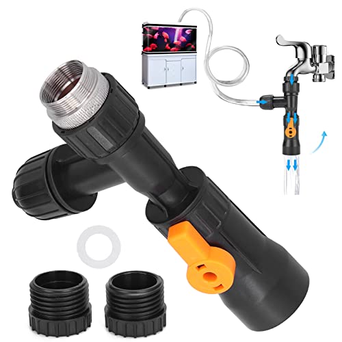Aquarium Water Changer, Fish Tank Gravel Vacuum Siphon for Cleaning, Aquarium Gravel Cleaner Replacement Part with 3 Tab Connector Faucet Adapter
