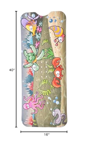 Bath Mat - Large Non Slip Bathtub & Shower Mat - Extra Long 40 x 16 Inch Bathroom Mats for Tub Nonslip Anti Slip Bathmats (Ocean Friends), 1 Pack - color: Ocean Friends