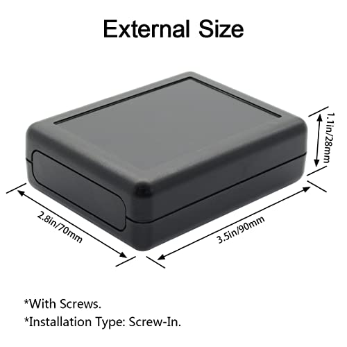 Project Box 10 Pieces ABS Plastic Electrical Project Case Small Junction Box for Electronics Black 3.5 x 2.8 x 1.1 inch (90 x 70 x 28 mm) - size: 3.5" x 2.8" x 1.1"(10pc)