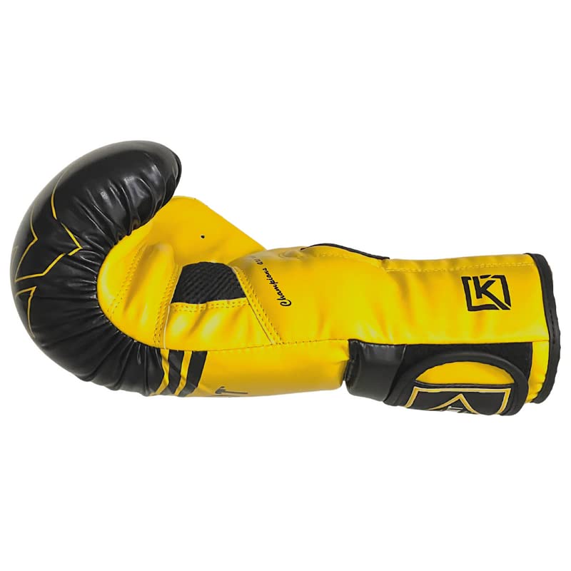 Boxing Gloves & Muay Thai Shin Guards for Men and Women, MMA Kickboxing Shin Pads Set, Adjustable Shin Guards with Instep Protection, Sparring & Martial Arts Training Gear - color: Gray-Yellow, size: 14 oz