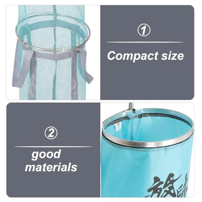 Toyvian Nano Nylon Fish Catcher Net Bag 25x1.5m Double Ring Portable Fishing Net Pouch for Outdoor Anglers Reinforced Mesh for Freshwater and River Use