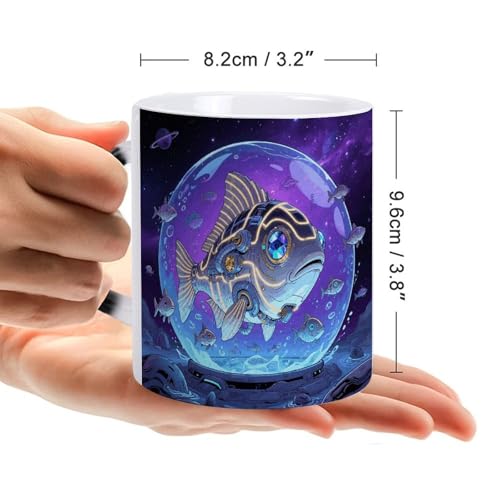 Fish Color Changing Mug Heat Sensitive Coffee Mug Magical Ceramic Coffee Cup Personalized Tea Cup Message Appears As It Heats Novelty Gift for Family Friend