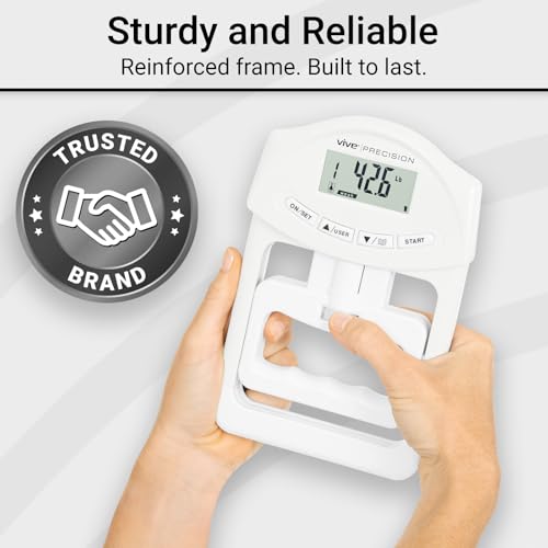 Vive Precision Grip Strength Tester - Hand Grip Dynamometer - Handheld