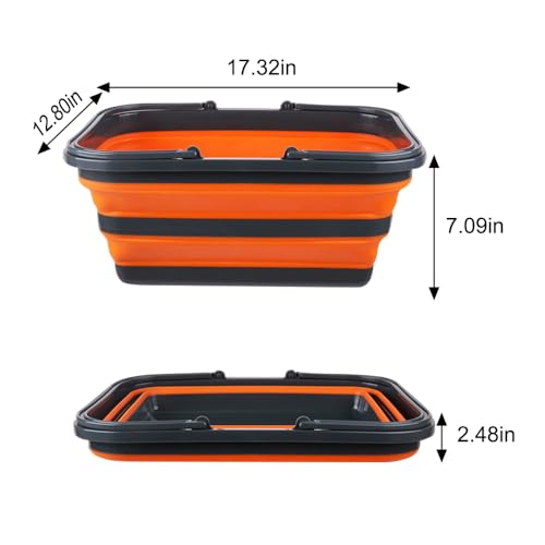 Monozuki Collapsible Sink 4.8Gal/18.1L, Heavy Duty Foldable Basin with Handles for Camping, Car Wash, Kitchen – Also Use as Storage Basket for Home, Garage, RV(Grey) - color: Grey(4.8 Gal/18.1l)