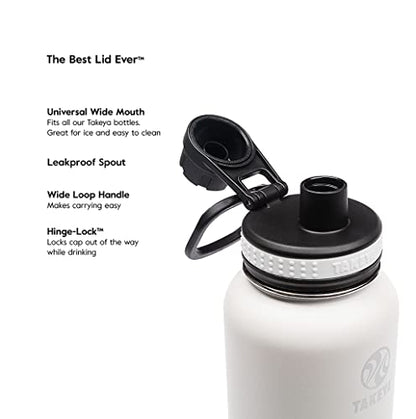 Takeya Originals 18 oz Vacuum Insulated Stainless Steel Water Bottle with Straw Lid, Black - color: Black, size: 18 Ounces