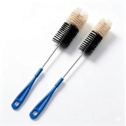 2 Pack 17 Inch Long Handle Bottle Brush, Narrow Neck Bottle Cleaner Brush with 2 Inch & 1.3 Inch Soft Nylon Bristles, for Water Bottles, Soda Bottles, Home Brewing, Kombucha, Spice Jars