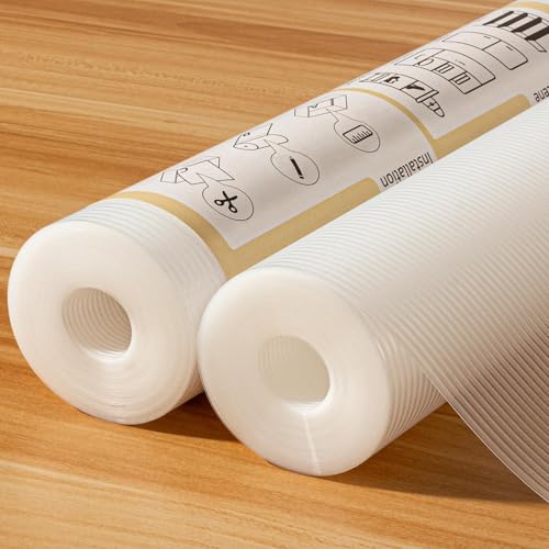 2 Rolls Shelf Liners for Kitchen Cabinets Non-Slip Drawer Liner 20 Inches x 20 FT Waterproof & Oil-Proof Non Adhesive Durable Material Fridge Liner for Shelves - size: 20"W x 480"L