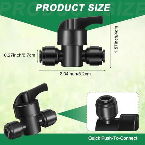 30 Pcs 1/4" Drip Irrigation Tee Connectors for Tube Quick Connect Parts Fittings for 1/4 Inch(6.35mm) Tubing or Sprinkler(Pom,Shut off Ball Valve,Black) - size: Black, style: Shut Off Ball Valve