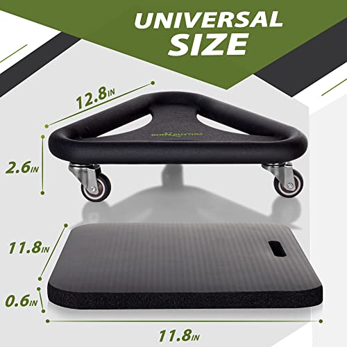 BODY RHYTHM Abdominal & Core Coaster Strength Workout Trainer, Ab Wheel Roller Exercise Machine with Knee Mat for Home Gym Workout Fitness.