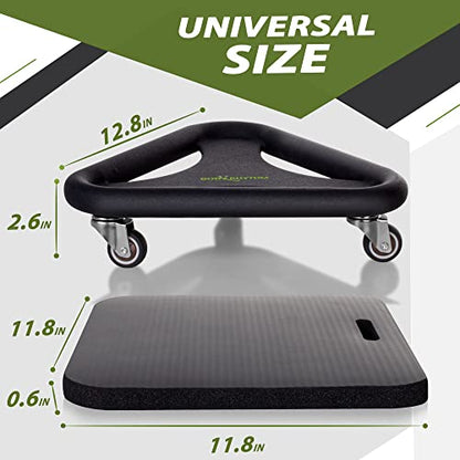 BODY RHYTHM Abdominal & Core Coaster Strength Workout Trainer, Ab Wheel Roller Exercise Machine with Knee Mat for Home Gym Workout Fitness.