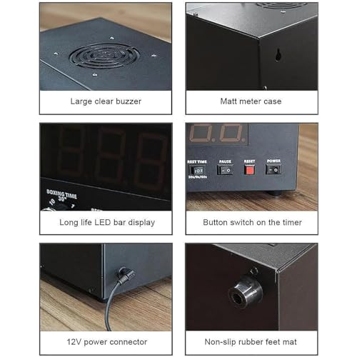 Professional Gym Timer with LED Display, Classic Boxing Interval Timer, 1-12 Challenge Rounds and Adjustable Buzzer, 30S-10min Training and 0/30/60S Rest Time, for Muay Thai/MMA/Kickboxing - color: Blue