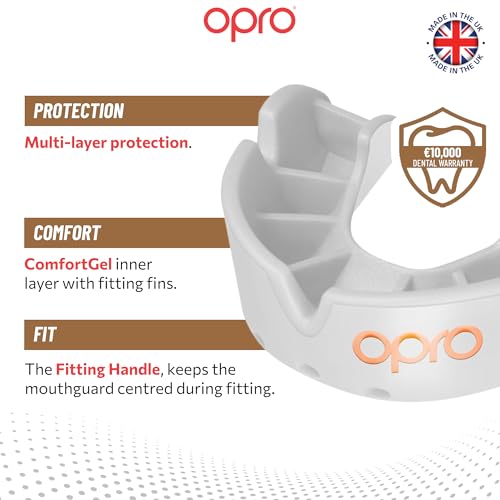 OPRO Bronze Level Youth Moldable Mouth Guard, Essential Fit, White - color: White, size: Youth