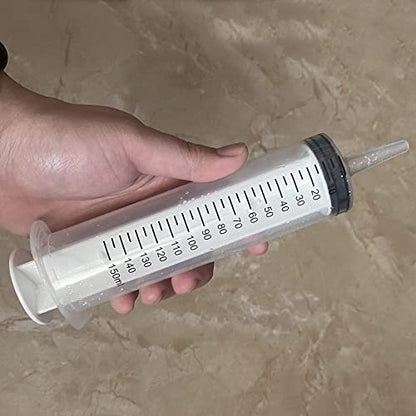 2 Pack 150ml/cc Large Syringe , Individually Sealed Plastic Liquid Syringes with Measurement for Scientific Labs, Measuring, Watering, Refilling, Filtration Multiple Uses (150 ML)