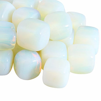 rockcloud 1 lb Tumbled Polished Stones Gemstone Supplies for Wicca,Reiki,Healing Crystal,Opalite - color: Milk White