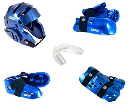 Lightning 8 Piece Deluxe Gear Set w/Shin Guards & Free Mouthpiece (Red, Large)