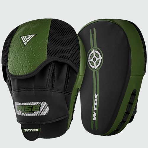 WYOX Boxing Hand Wraps Inner Gloves & Curved Focus Mitts Bundle for Men & Women Adults – 80cm Wrist Support, Gel Padding, MMA Muay Thai Kickboxing Training Gloves & Pads