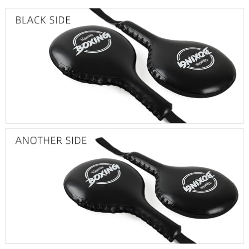 2 Pack Boxing Target Paddles for Taekwondo,MMA,Martial Arts | Kickboxing Striking Target Pads,Punching Kick Pads,Training Paddles - color: Black