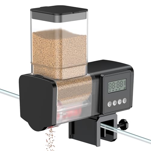 Pawfly Automatic Fish Feeder for Aquarium, 200/450 mL Auto Fish Feeder Automatic Dispenser, Adjustable Auto Fish Food Dispenser with Timer, Fish Food Vacation Feeder, Battery Operated (Not Included)