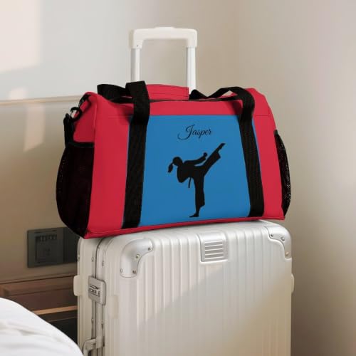 Custom Name Taekwondo Karate Duffle Bag,Personalized Martial Arts Gear Bag for kids Boy Girls,Water-Resistant Sparring Equipment Red - color: Taekwondo Karate-12