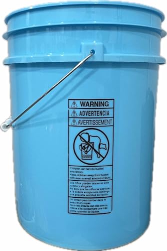 5 Gallon Food Grade Made in USA Plastic Bucket with Screw On Air Tight Double Gasket lid, (Pack of 3) (Aqua Buckets -Aqua Lids)