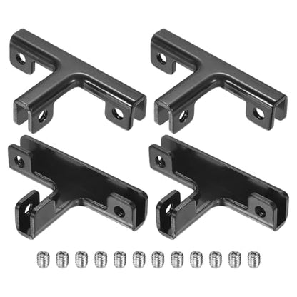 M METERXITY 4-Pack Glass Clamps, Aluminum Alloy T-Shaped Glass Connector Clip Holder for 2-7mm Thickness Panels/Display Cabinet/Aquarium/Fish Tank [Black] Combination Fixing Bracket