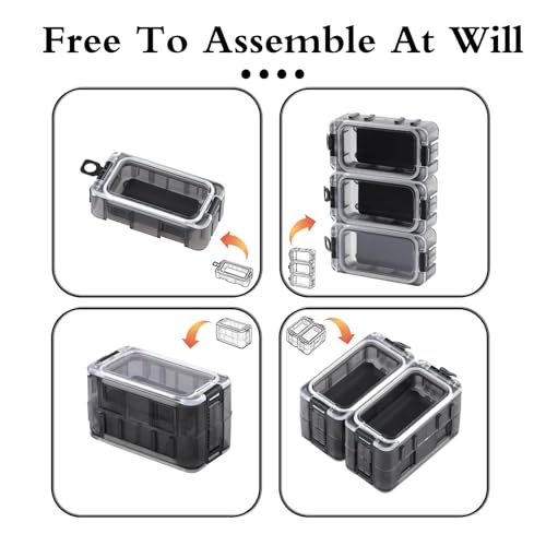 Tackle Box Organizer - 4PC Small Boxes with Magnetic & Waterproof Tackle Trays, Luminous Tackle Storage System, Portable Customizable Compartments for Fishing Gear Organization On-the-Go (Anglers)