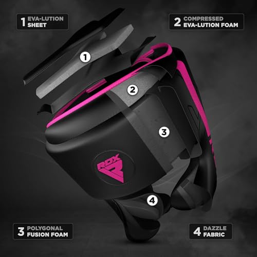 RDX Boxing Headgear, MMA Training, Adjustable Padded Kara,Muay Thai Headgear, Kickboxing, Sparring, Martial Arts, Karate, Taekwondo Helmet - color: PINK, size: Large
