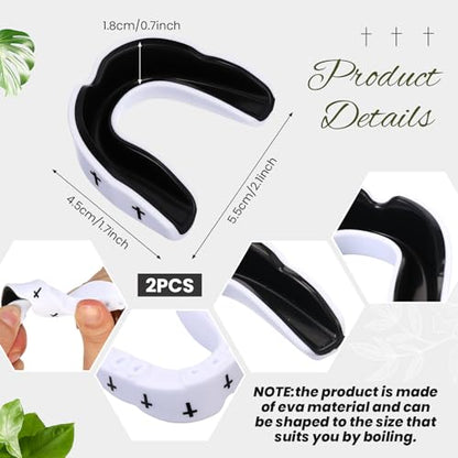 Yaomiao 2 Pcs Christian Mouth/Teeth Guards | Sport Game Guard Religious Mouthguard: Soccer, Football, Basketball, Baseball, Wrestling, Lacrosse, Rugby, Boxing, Taekwondo - size: Adult, style: White & Cross