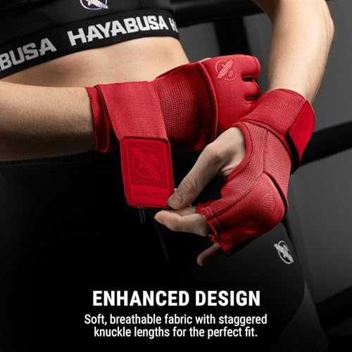 Hayabusa Deluxe Quick Wraps for Men and Women - Boxing & Martial Arts Hand Wraps - color: Red, size: Large
