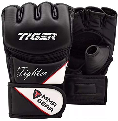 TMA MMA Gloves, Grappling Muay Thai Punching Training Martial Arts Sparring, Fighting Gloves, Kickboxing Gloves, MMA Training - color: Black, size: Small-Medium