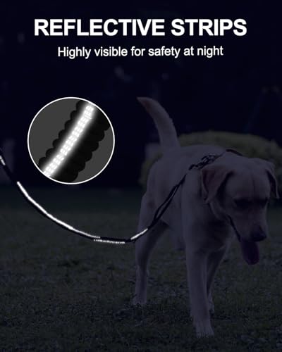 Joytale Tactical Bungee Dog Leash, Shock Absorbing No Pull, Black - color: Black