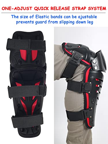 RIDBIKER Motorcycle Knee Shin Guards, Bendable MTB Knee Pads - color: Red, size: Medium
