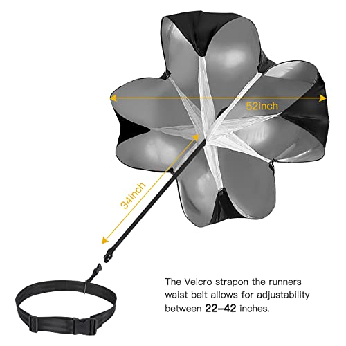 KUYOU Running Speed Training Speed Chute Resistance Parachute for Speed and Acceleration Training Fitness Explosive Power Training 56-Inch - style: 1 Resistance Parachute + 1 Adjustable Belt