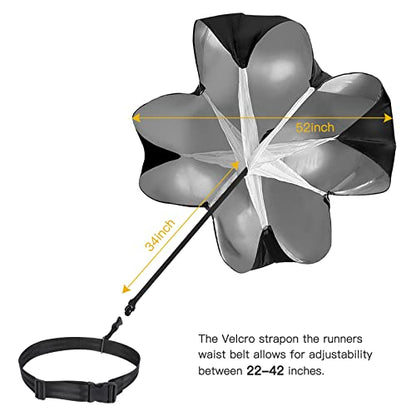 KUYOU Running Speed Training Speed Chute Resistance Parachute for Speed and Acceleration Training Fitness Explosive Power Training 56-Inch - style: 1 Resistance Parachute + 1 Adjustable Belt