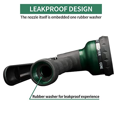 AUTOMAN Garden Hose Nozzle 2PK, ABS Water Spray Nozzle with 7 Adjustable Patterns, Slip Resistant for Watering Plants, Lawn, Garden, Washing Cars, Cleaning, Showering Pets & Outdoor Fun - color: Dark Green ×2