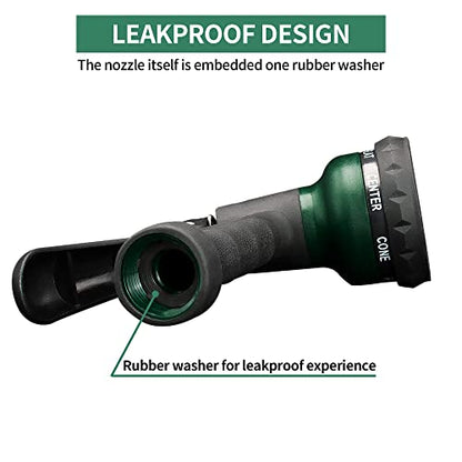AUTOMAN Garden Hose Nozzle 2PK, ABS Water Spray Nozzle with 7 Adjustable Patterns, Slip Resistant for Watering Plants, Lawn, Garden, Washing Cars, Cleaning, Showering Pets & Outdoor Fun - color: Dark Green ×2