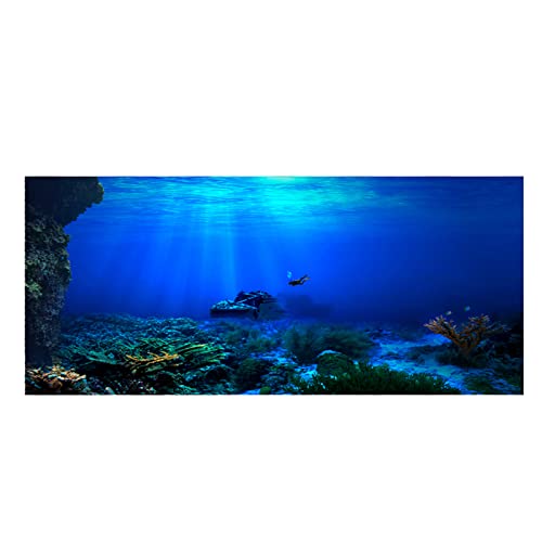 FILFEEL Aquarium Background Fish Decorations Pictures 3D Effect PVC Adhesive Poster Underwater World Backdrop Decoration Paper Cling Decals Sticker (122 x 61cm)