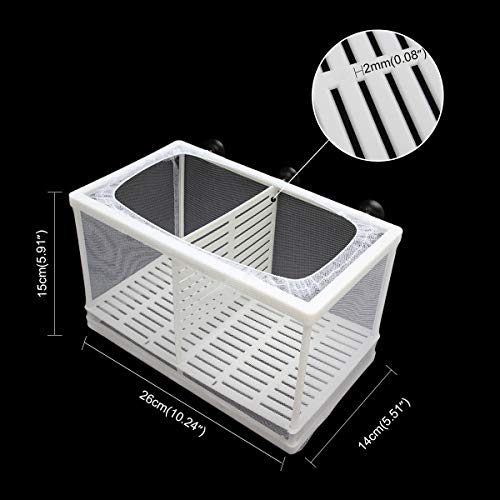 Aquarium Fish Breeder Box Fish Fry Hatchery Incubator Net Nylon Isolation Mesh with 3pcs Pipette (Large) - size: Large