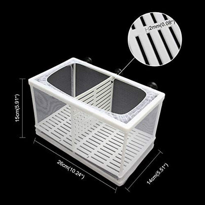 Aquarium Fish Breeder Box Fish Fry Hatchery Incubator Net Nylon Isolation Mesh with 3pcs Pipette (Large) - size: Large