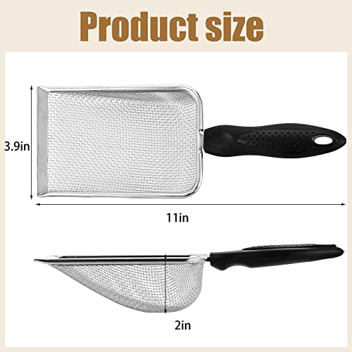 4 Packs Reptile Sand Stainless Steel Fine Mesh Reptile Substrate Metal Sand Shovel Sifter Litter Cleaner Corner Scoop Shovel Cleaner Scooper for Bedding Aquarium Terrarium Accessories