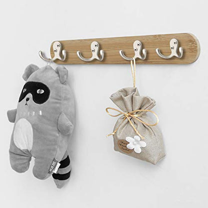 IBosins 16 Pack Silvery Double Prong Coat Hooks Wall Mounted with 32 Screws - color: 16 Pcs Silvery