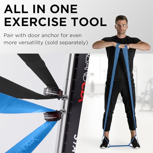 THERABAND CLX Resistance Band with Loops, Fitness Band for Home Exercise and Workouts - color: Blue/Black - Extra Heavy/Special Heavy