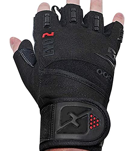 Evo 2 Weightlifting Gloves with Integrated Wrist Wrap Support-Double Stitching for Extra Durability-Get Ripped with The Best Body Building Fitness and Exercise Accessories - color: Black/Black, size: Small