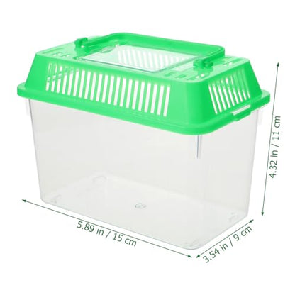 Balacoo Small Plastic Fish Bowl - Mini Fish Tank Plastic Handheld Fish Tank for Turtle and Pet Fish (Green - Lid for Random)