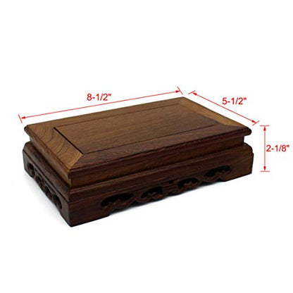 Primitives Rustic Rosewood Rectangle Display Stand Vase Pot Base Fishbowl Pedestal Stand. (8-1/2 Inch)