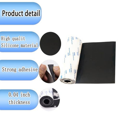 Non Slip Furniture Pads, Anti-Sliding Silicone Pads with Sticky Backing Self Anti-Scratch Adhesive Cuttable Rubber Floor Protectors for Any Furniture and Appliances (Black,40"x5"x0.04") - size: 40"x5"x0.04"