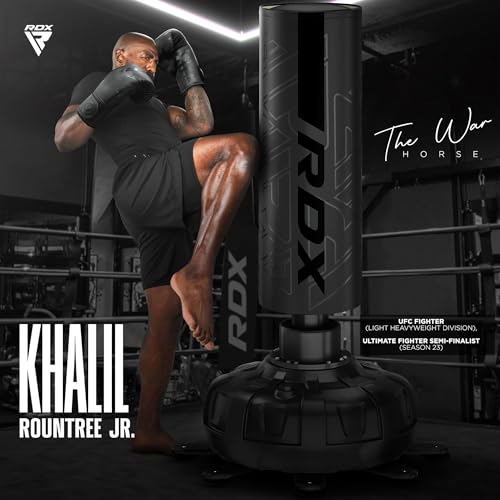 RDX XXL 330LBS Freestanding Punching Bag with Cover & Gloves – 72” Adult Heavy Pedestal Punch Bag Set - 17 Suction Cup 8 Extended Legs Stand Base - Kick Boxing MMA Home Gym Fitness - color: Red