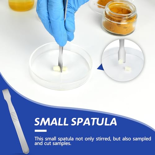 Artcome 304 Stainless Steel Lab Tool Set – 13 PC Sampling and Measuring Kit, Includes Double-Ended Spoons, Spatulas, Long Stirring Spatula, Reagent Wighting Tray, Ideal for Laboratory & Industrial Use