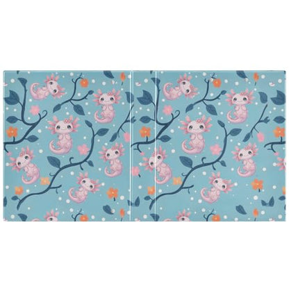 Cute Pink Axolotl Round Ring Binders 1.5 Inch Aquatic Plant Amphibian Blue 3 Ring Clipboard Binder for Office School Work Supplies File Folder 200 Sheet Capacity