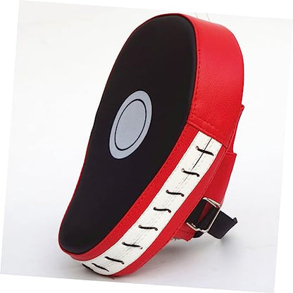 Pair of Curved Thai Pads for Kickboxing Training, PU Leather Red